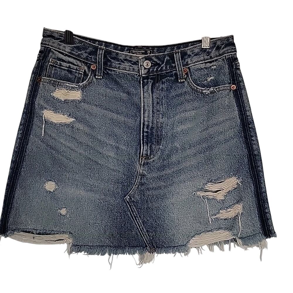 Abercrombie & Fitch Zoe Natural Rise Vintage A-Line Denim Skirt, 29